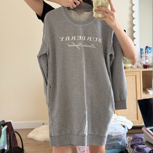 Burberry Grey Cotton Logo Sweatshirt Dress - Picture 4 of 7